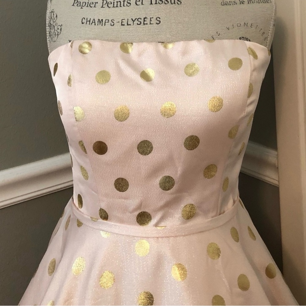 NEW MAC DUGGAL SZ 12 LIGHT PINK POLKA DOTS BALL GOWN WITH POCKETS - Picture 6 of 9